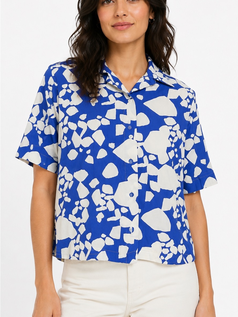 Simons x Catherine Lavoie Blue Abstract Cotton Shirt Medium